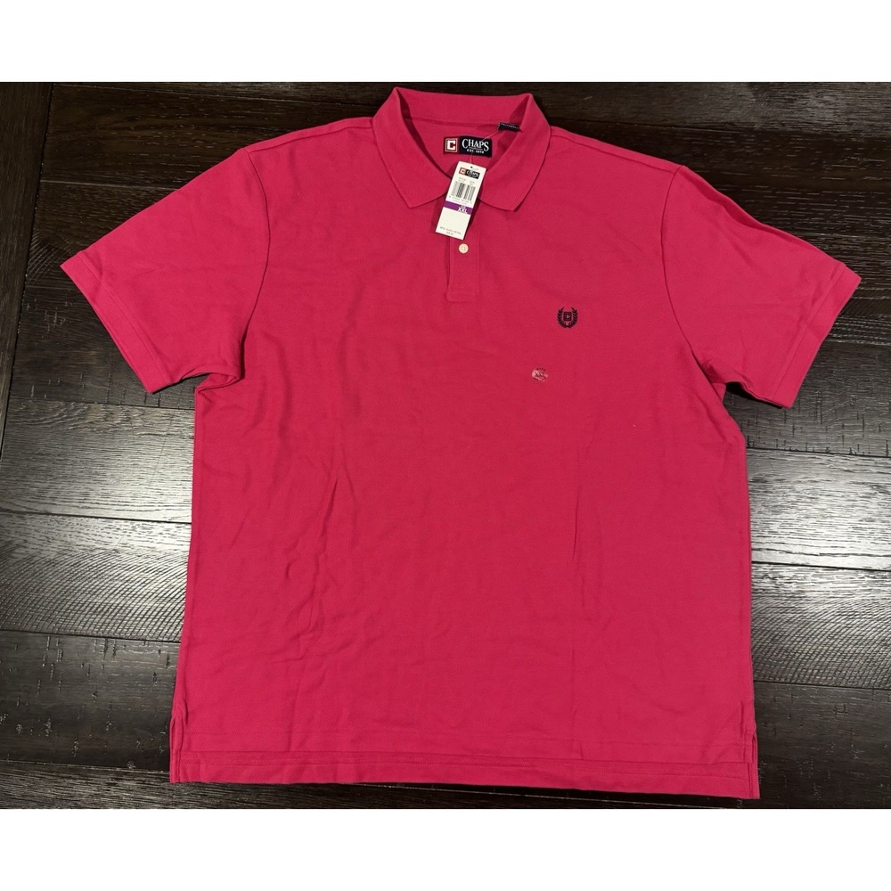 VTG Chaps Mens XXL Red Short Sleeve Cotton Pique Polo Shirt Crest Logo NWT